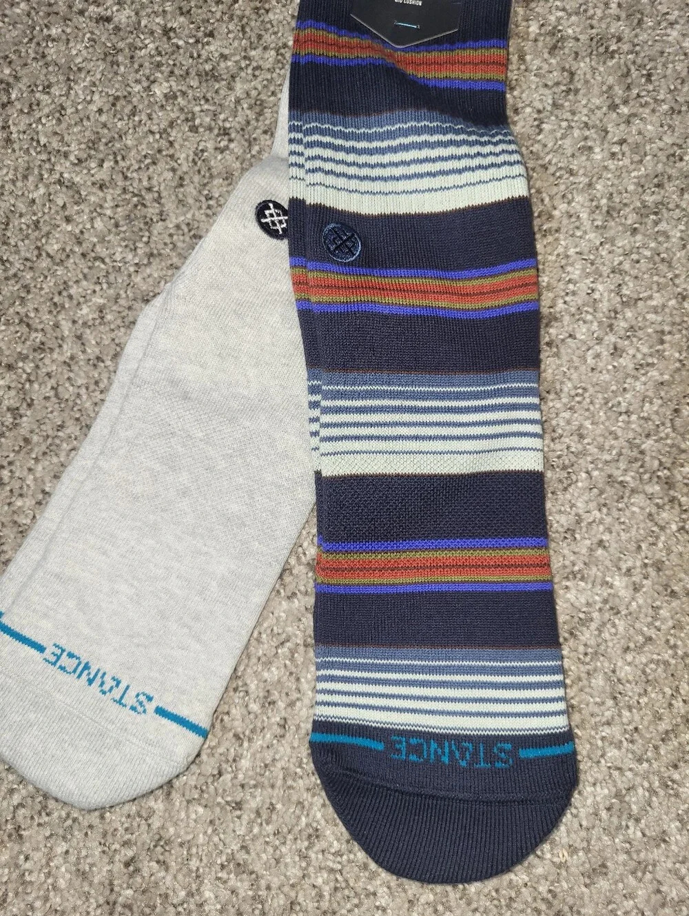 2-Pair Stance Icon  lMens Large 9-12 Casual Combed Cotton Crew Socks Unisex